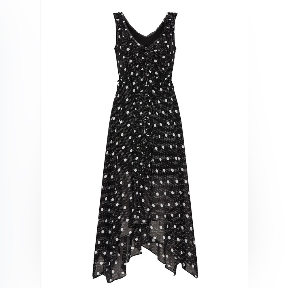 The Kooples Black and White Polka Dot Midi Sleeveless Dress. Size 0